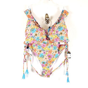 NEW! 2Pc Time & Tru Size 3X (24-26) Plus Mid Rise Floral Bikini Bathing Swimsuit